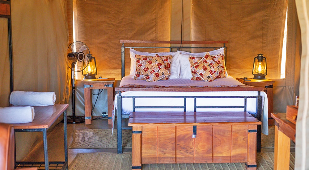 Image of the beds in the family tents at Tulia Amboseli Safari Camp in Amboseli National Park, Kenya
